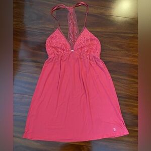 Victoria’s Secret Bright  Pink Chemise Lace Nightgown dress small petite